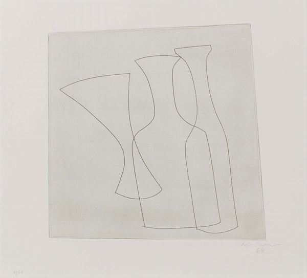 Ben Nicholson - Two bottles and glass