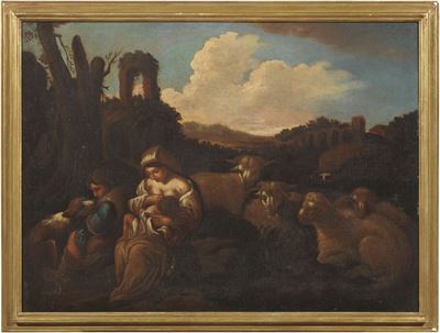 Maternità con Armenti in Paesaggio con Rovine