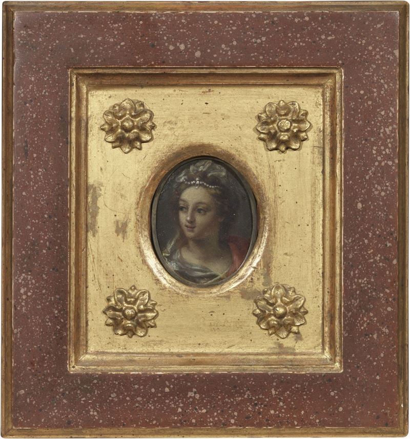 Ignoto XVII - XVIII Secolo - Ritratto Muliebre con Diadema e Collana di Perle