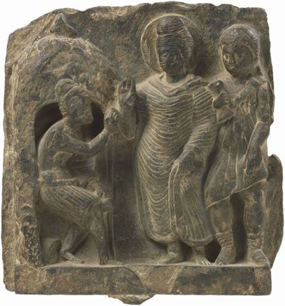 Scultura Raffigurante «buddha che Visita un Asceta»