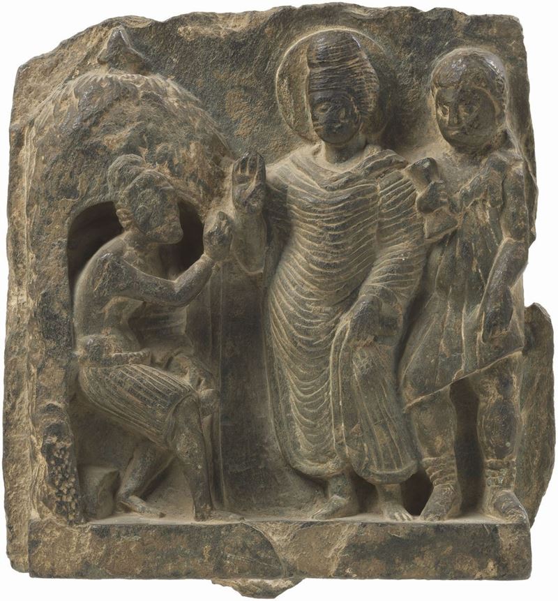 Scultura Raffigurante «buddha che Visita un Asceta»
