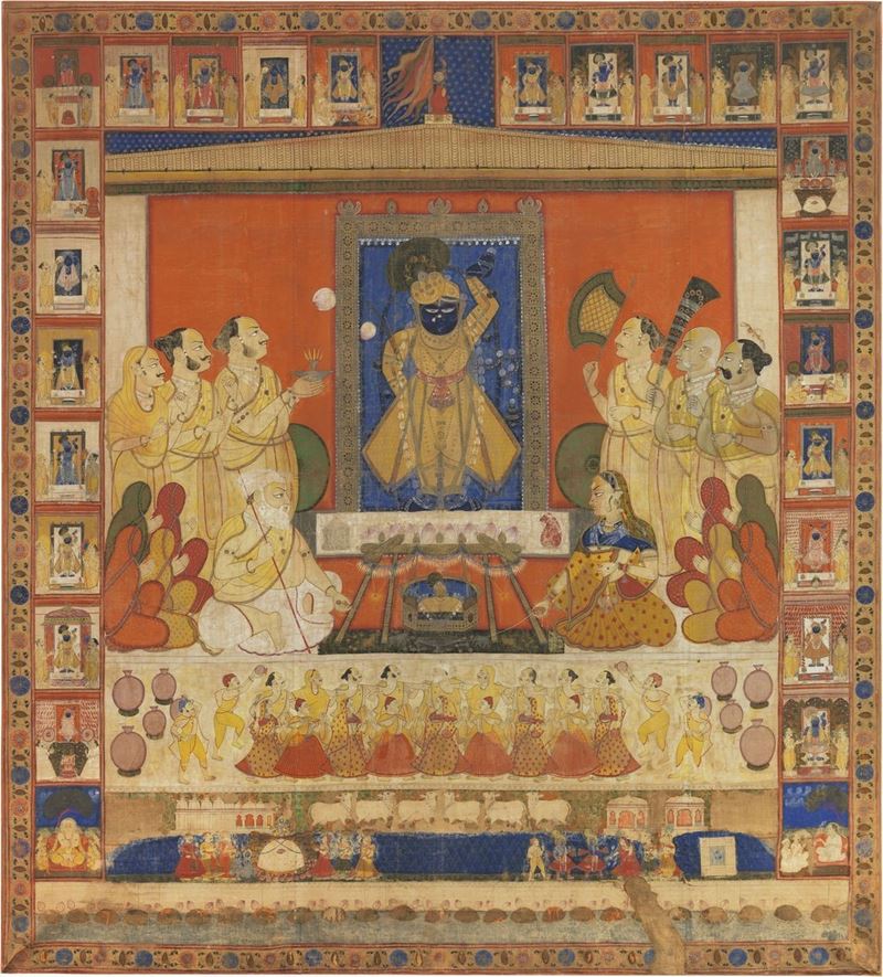 Dipinto a Colori su Tela Raffigurante «krishna Janmashtami (compleanno di Krishna)»