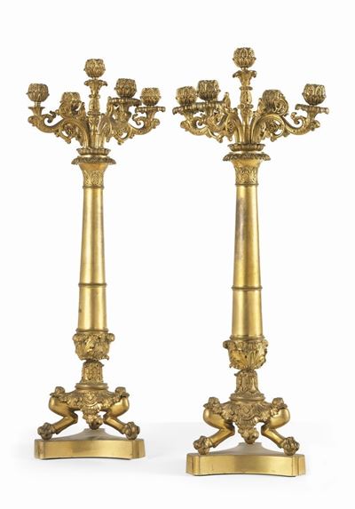 Due Candelieri in Bronzo Dorato