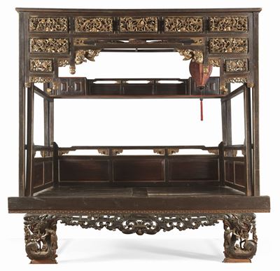 Letto in Legno Patinato Marrone