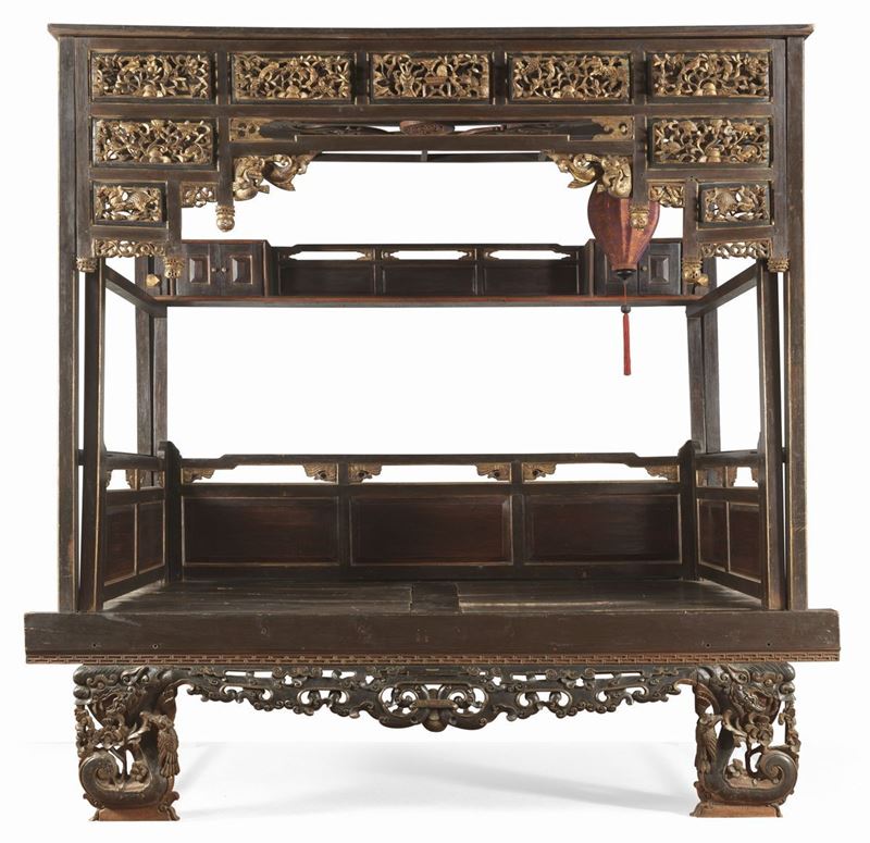 Letto in Legno Patinato Marrone