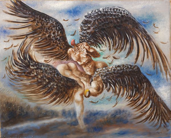 Alberto Savinio : Les Anges Batailleurs  (1930)  - Olio su tela - Auction MODERN ART - II - Casa d'aste Farsettiarte