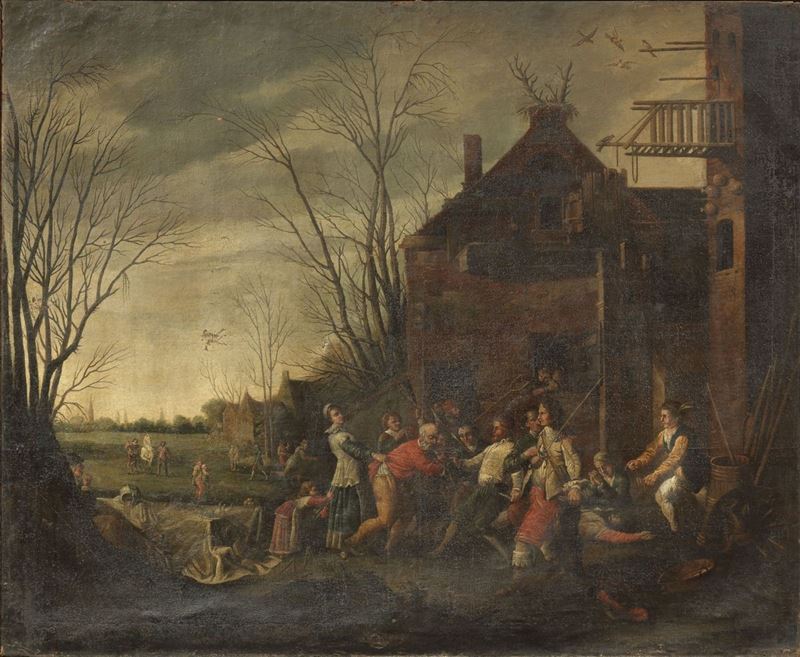 Scuola Fiamminga del XVII Secolo - Scena di Paese