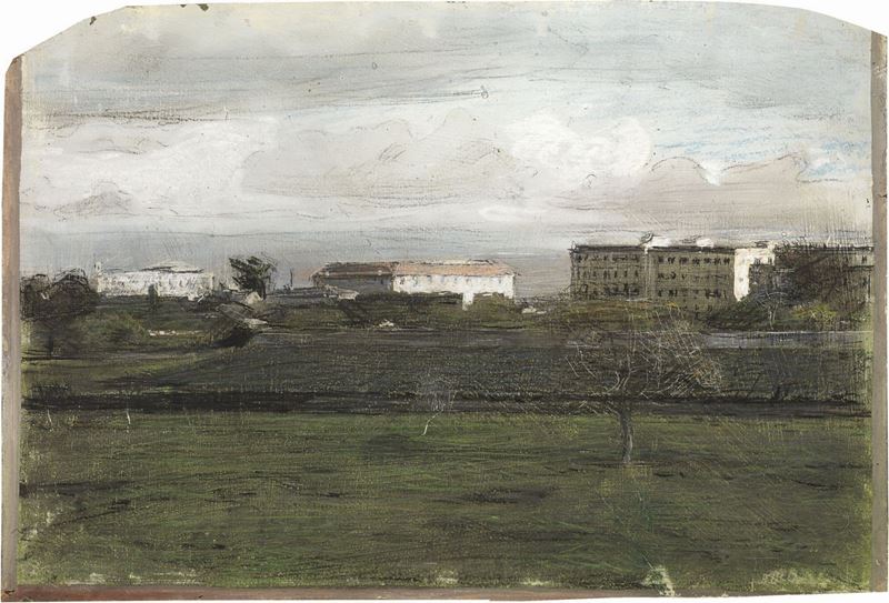 Giacomo Balla - Periferia di Roma a Porta Pinciana - Villa Borghese - le Nuove Case dei Parioli
