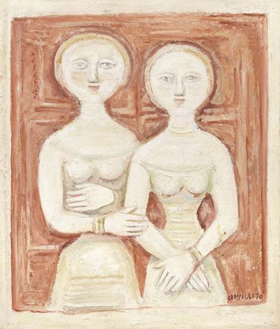 Due Donne (due Figure su Fondo Rosso)