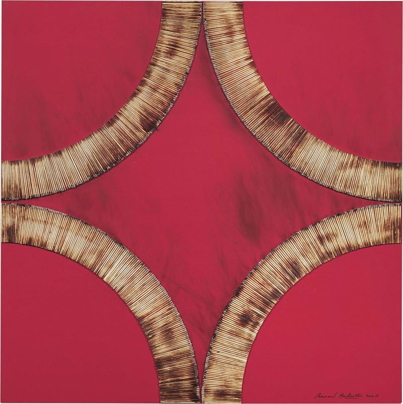 Bernard Aubertin - Dessin De Feu Sur Table Rouge