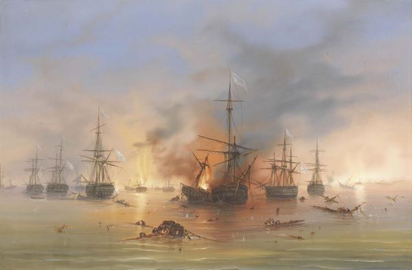 Ignoto del XIX secolo - «Battaglia navale» e «Artiglieri»