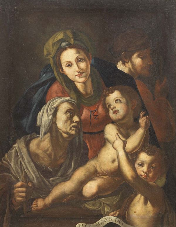 Agnolo di Cosimo, detto il Bronzino (seguace di) - Sacra Famiglia con San Giovannino e Sant'Anna