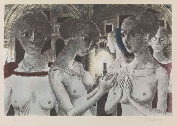 Paul Delvaux - Trois femmes