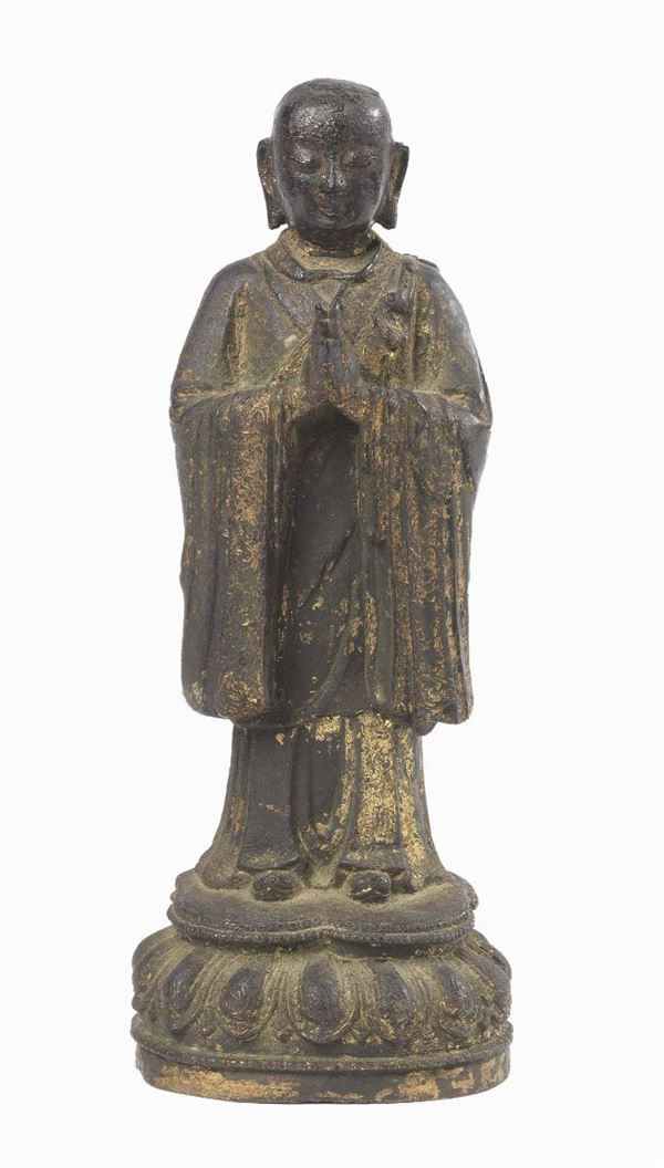 Bodhisattva orante in bronzo dorato