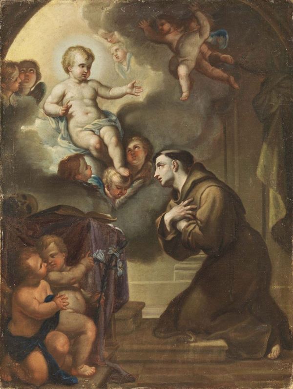 Scuola emiliana fine XVII secolo - Sant'Antonio e Gesù Bambino