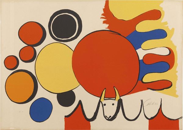 Alexander Calder - Toureau avec spirale rouge