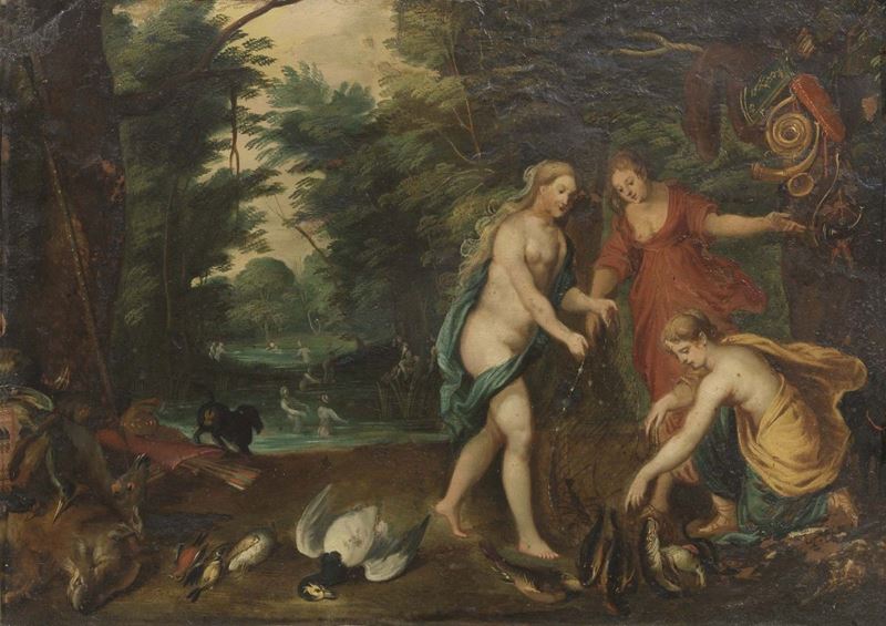 Scuola Fiamminga del XVII Secolo - Bagno di Diana
