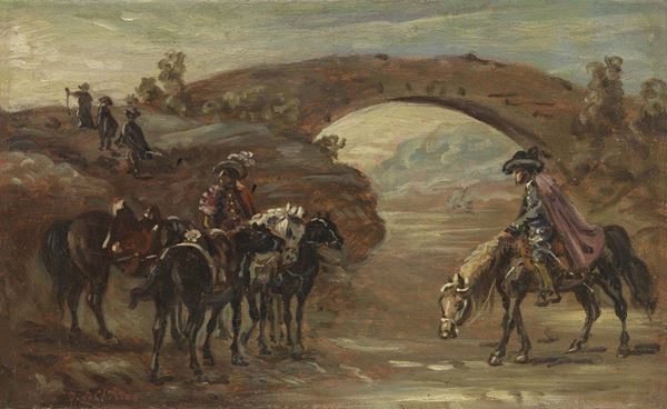 Giorgio de Chirico : Cavalieri al guado  (1943)  - Olio su tela - Auction MODERN ART - II - Casa d'aste Farsettiarte