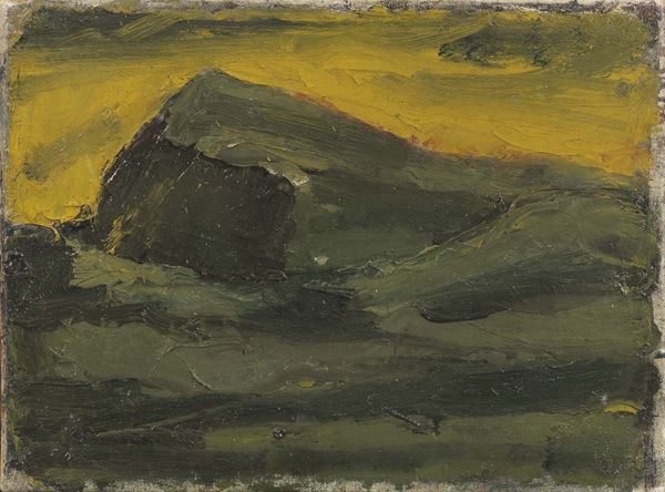 Mario Sironi : Montagne con cielo giallo  (1946 ca.)  - Olio su tela - Asta ARTE MODERNA - II - Casa d'aste Farsettiarte