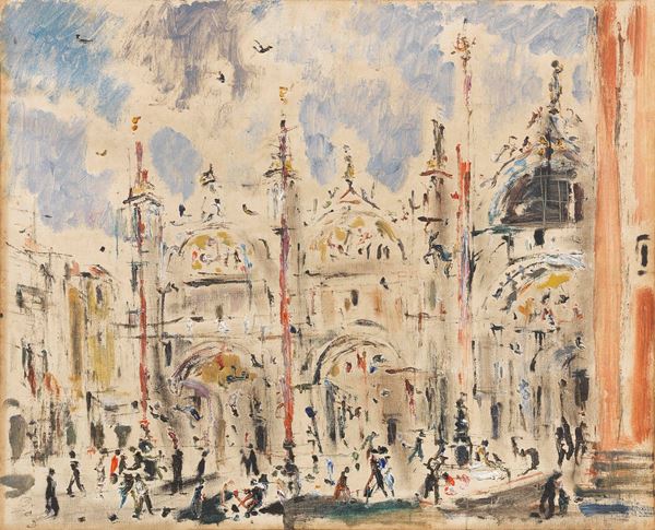 Filippo de Pisis : Venezia - San Marco  (1947)  - Olio su tela - Asta ARTE MODERNA - II - Casa d'aste Farsettiarte
