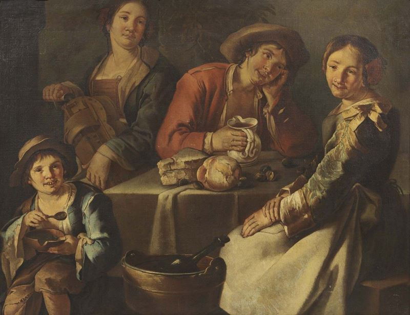 Giacomo Francesco Cipper, Detto il Todeschini - Interno con Figure (giovane Coppia)