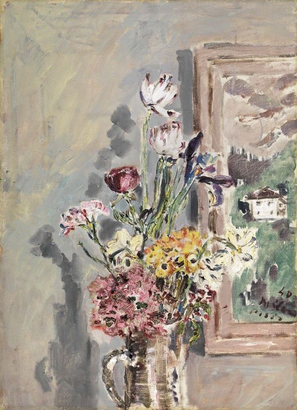Filippo de Pisis : Fiori nella brocca e quadro  (1940)  - Olio su tela - Asta ARTE MODERNA - II - Casa d'aste Farsettiarte