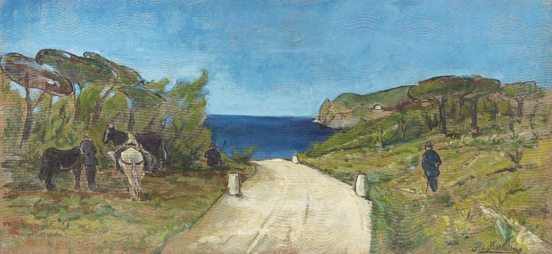 Giovanni Bartolena - Paesaggio Costiero con Uomini e Cavalli in Sosta
