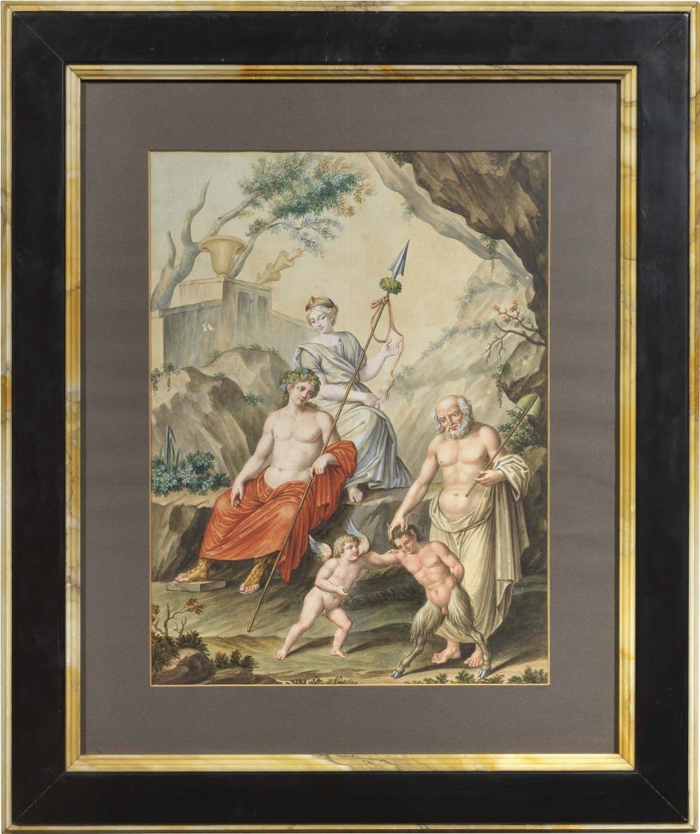 Scuola Neoclassica Inizio XIX Secolo - «sacrificio alla Statua di Dioniso», «sacrificio a Atena» ...