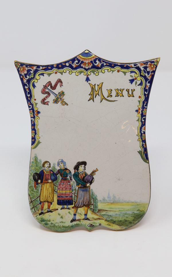 Menù in maiolica policroma