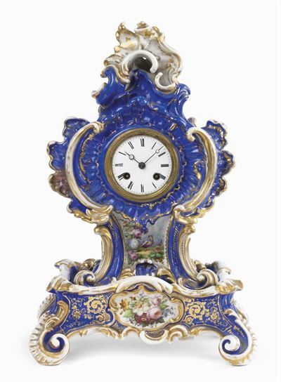 Orologio in Maiolica Policroma Bianca, Blu e Ocra