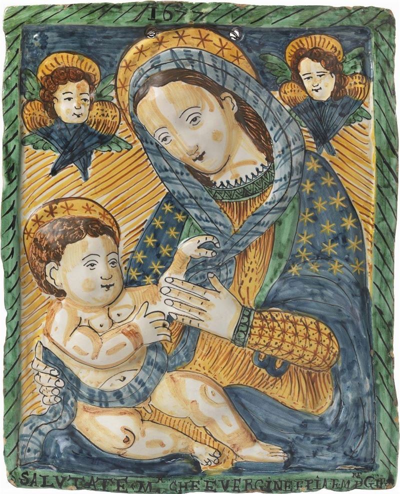 Placca in Maiolica Policroma