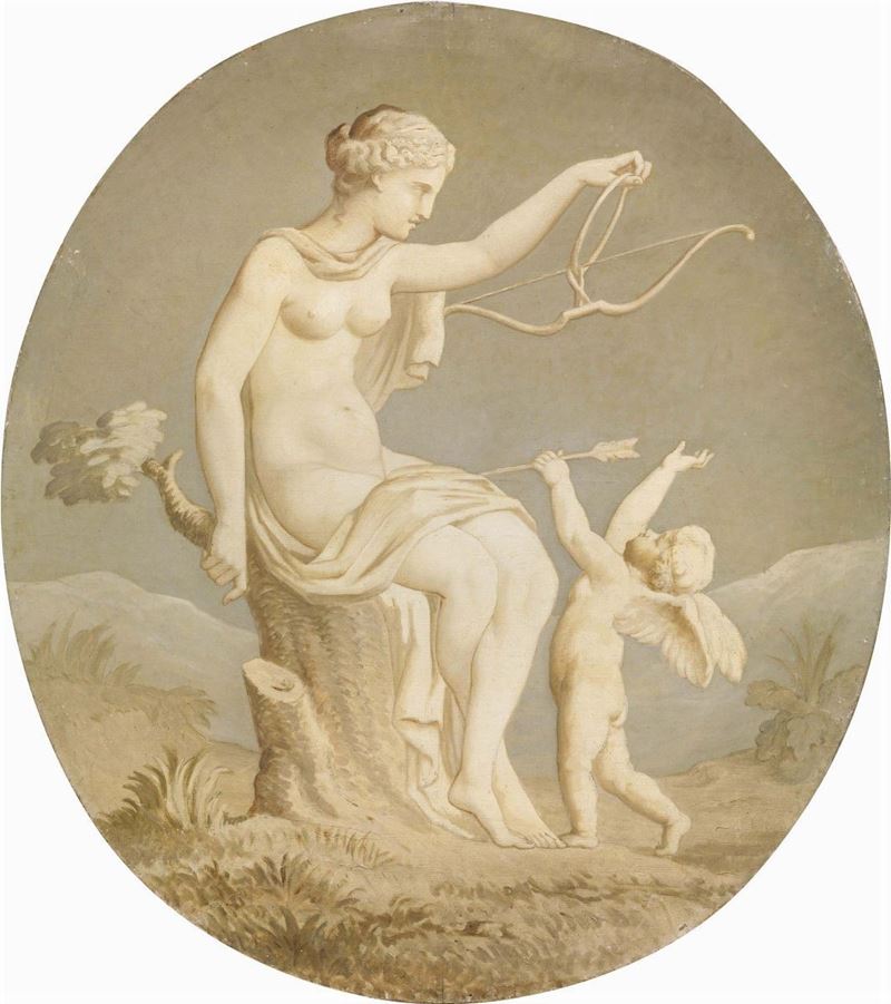 Scuola Neoclassica Francese del XIX Secolo - Quattro Dipinti Monocromi