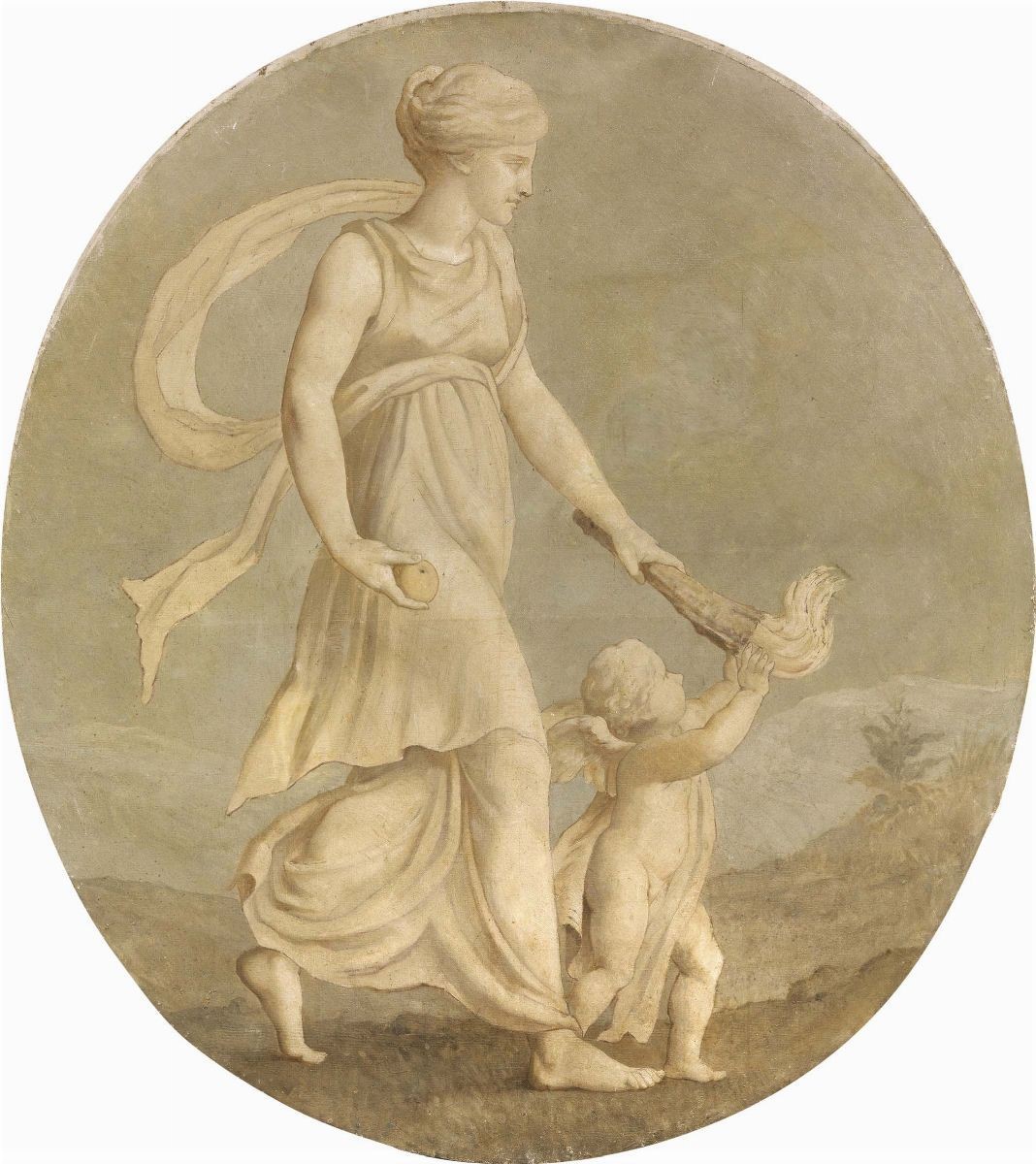 Scuola Neoclassica Francese del XIX Secolo - Quattro Dipinti Monocromi