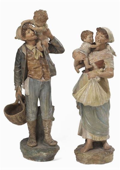 Due Sculture in Terracotta Policroma