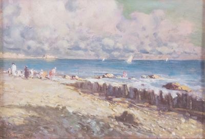Veduta Marina con Figure