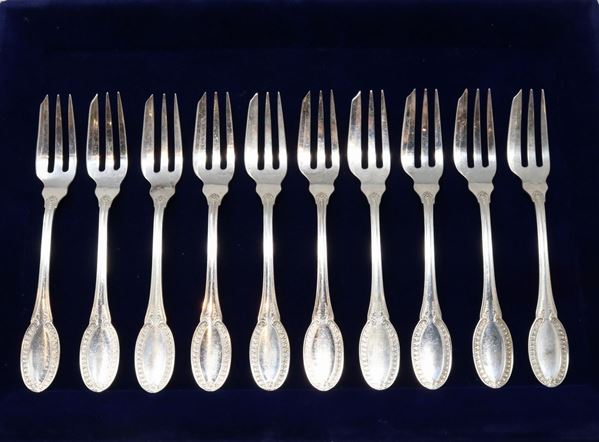 Ventidue forchette da dolce in argento