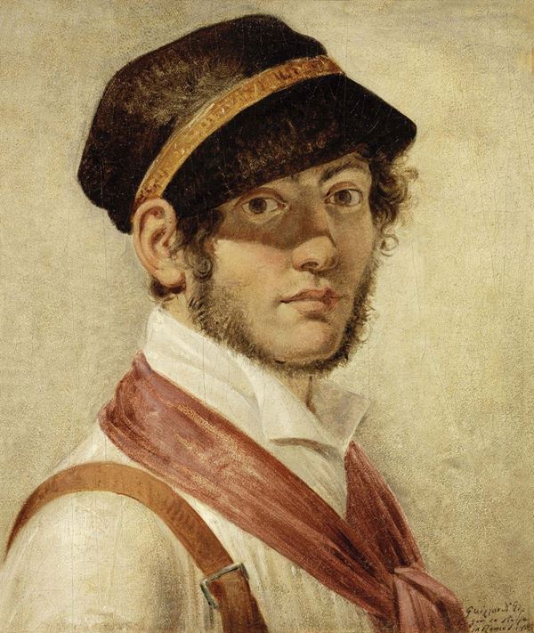 Giuseppe Guizzardi (attr. a) - Ritratto di giovane con berretto nero