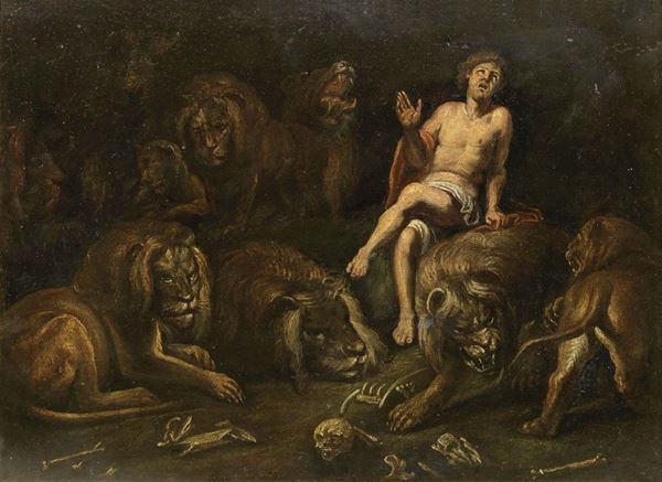 Scuola lombarda del XVII secolo - Daniele nella fossa dei leoni