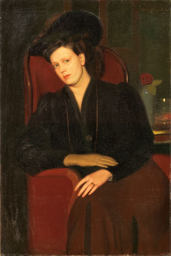 Oscar Ghiglia : Ritratto di signora  (1908)  - Olio su tela - Asta DIPINTI E SCULTURE DEL XIX E XX SECOLO - II - Casa d'aste Farsettiarte