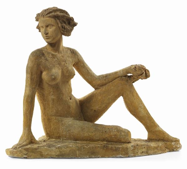 Gustave Fontaine - Nudo seduto con pomo