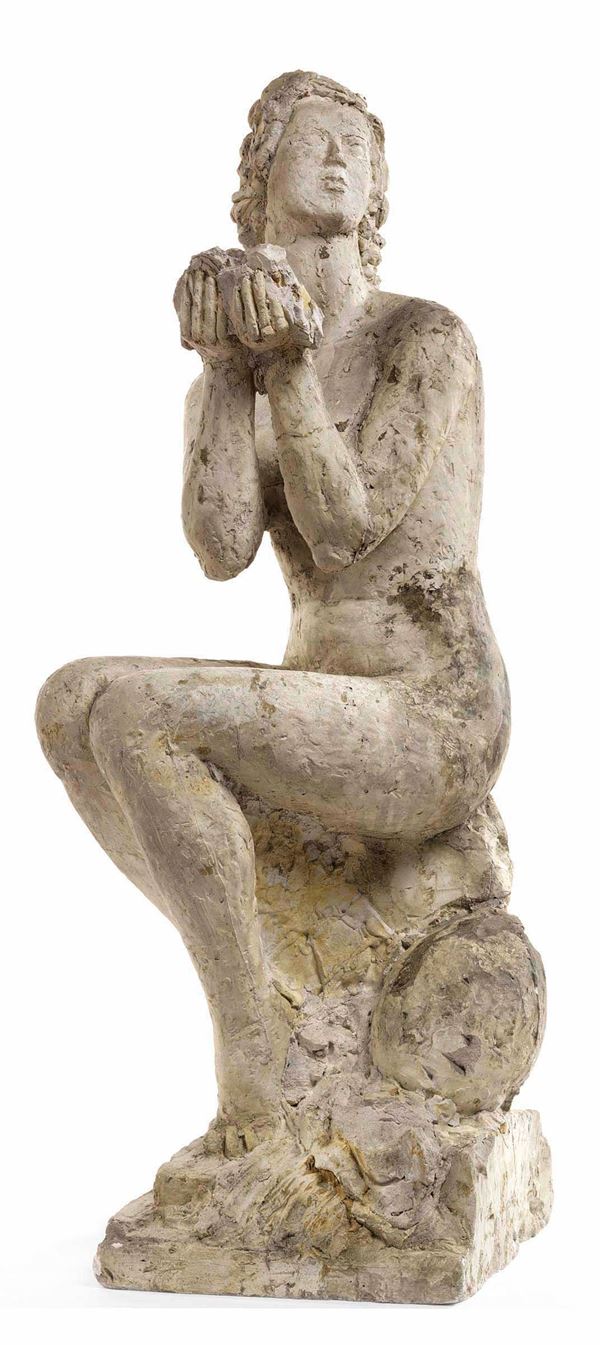 Gustave Fontaine - Nudo seduto con le mani offerenti
