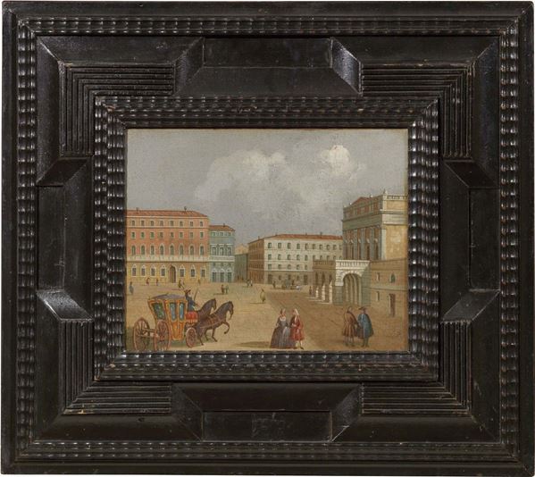 Ignoto XVIII - XIX secolo - Veduta di Piazza della Scala a Milano