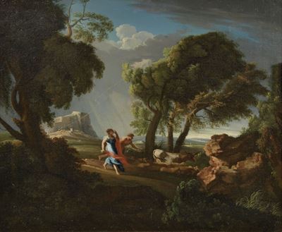«paesaggio Tempestoso con Fulmine e Figure» e «paesaggio Arcadico Fluviale con Figure e Armenti»