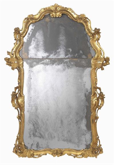 Specchiera in Legno Intagliato e Dorato