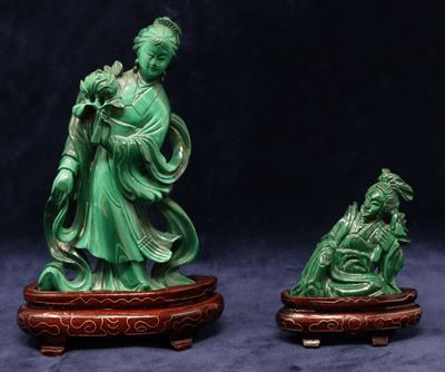 Due Sculture Cinesi in Malachite