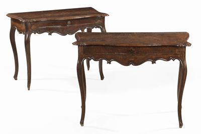 Coppia di Consolle in Massello di Noce