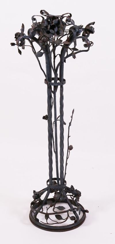Colonna Portavaso con Fusto in Ferro Battuto