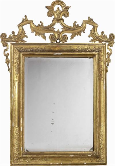 Specchiera in Legno Intagliato e Dorato