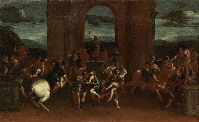 Scuola Napoletana Fine XVII Secolo - Ratto delle Sabine
