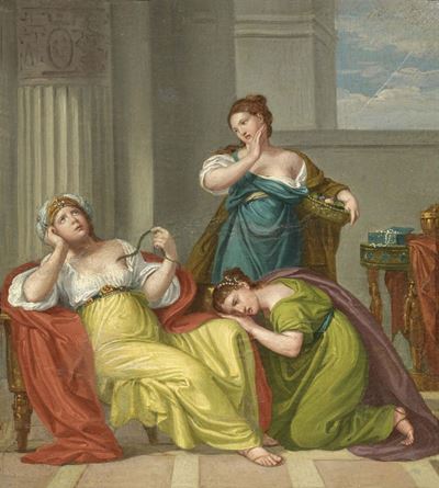 Cleopatra con L'aspide e Due Ancelle